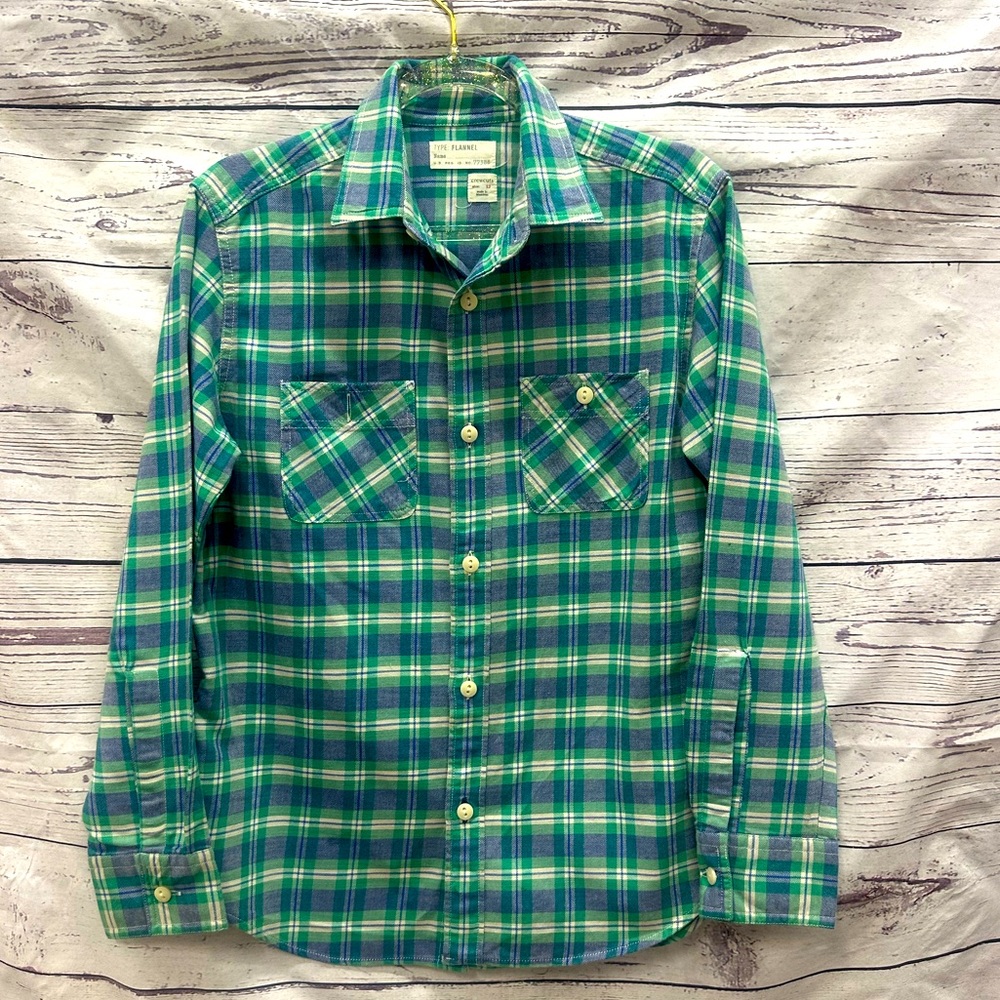Crewcuts Boys Blue and Green Plaid Flannel Shirt Size 12